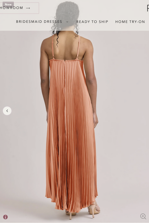 Load image 1 in gallery view. Revelry Satin Pleated Dress - Tangerine