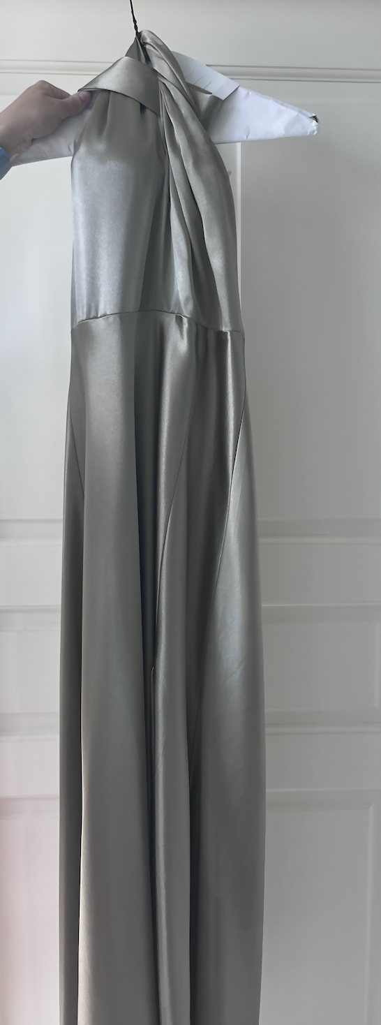 Monica Dress - Shiny Satin Moss Green