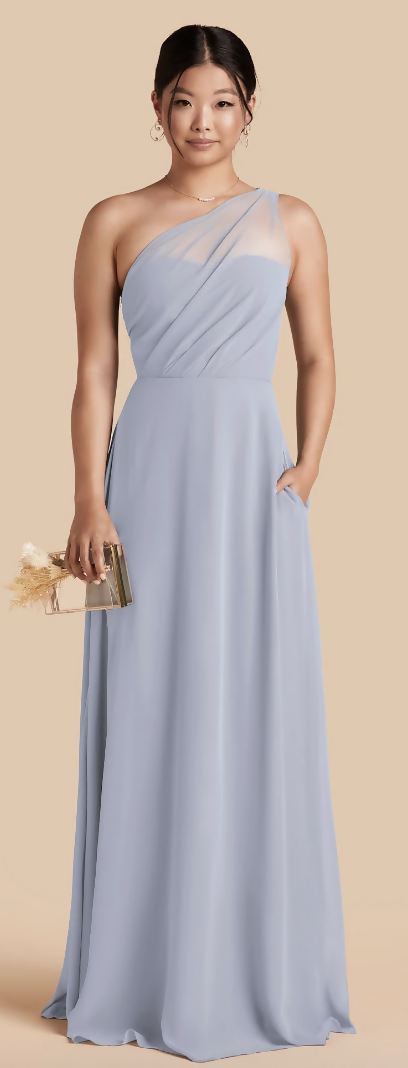 Birdy Grey "Kira" Chiffon Dress in Dusty Blue