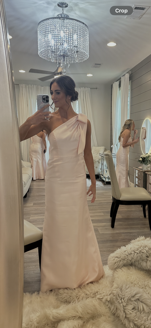 Load image 1 in gallery view. Alfred Sung One-Shoulder Bow Bridesmaid Dress - Floor-Length Gown