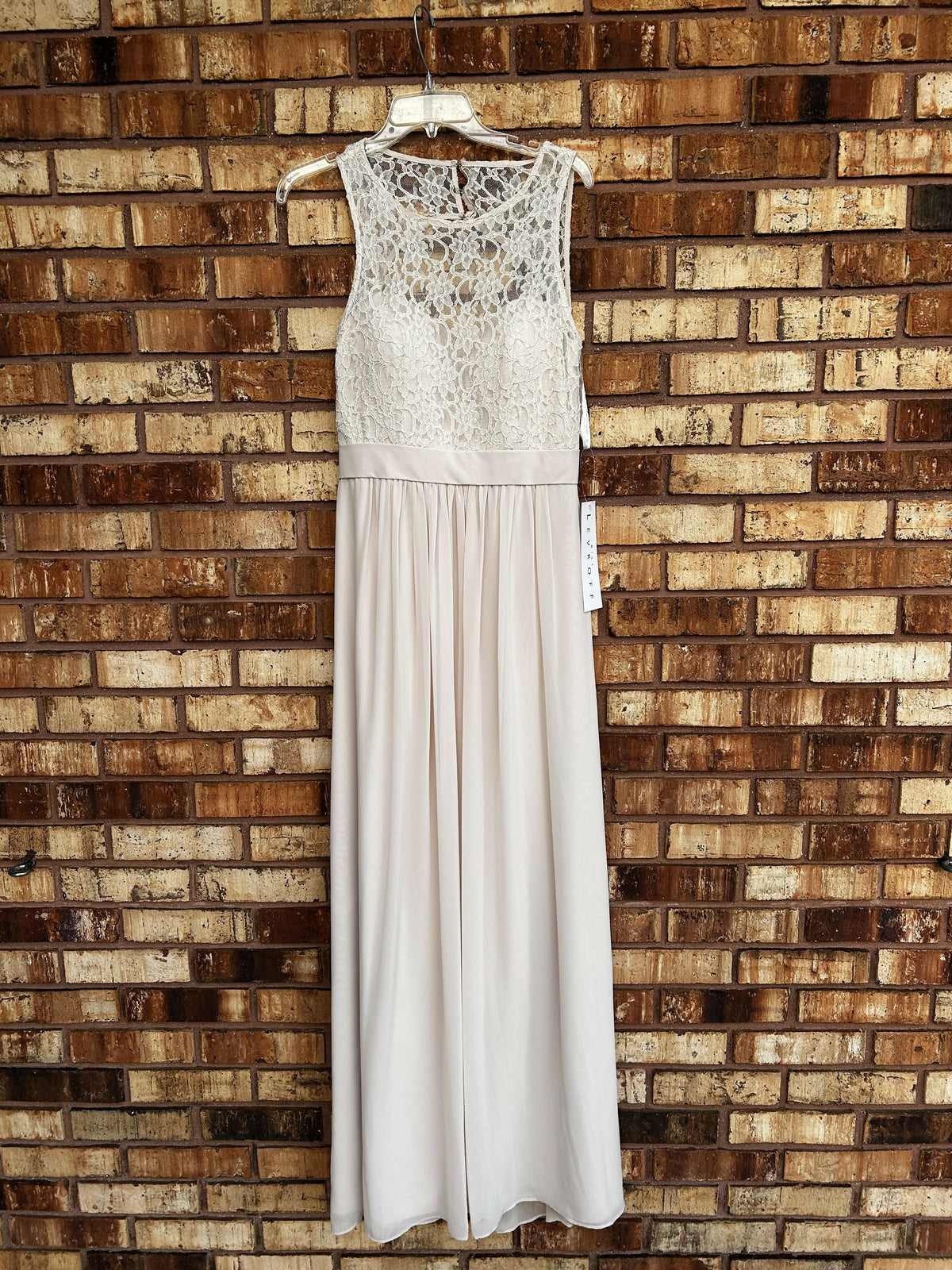 Bill Levkoff champagne chiffon bridesmaid dress
