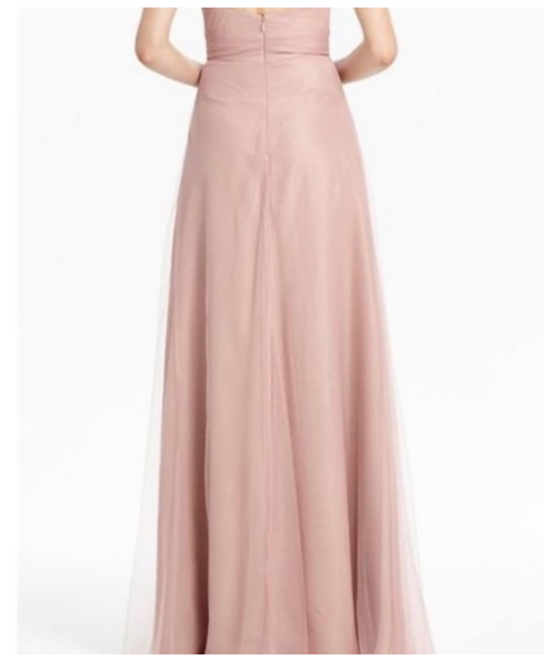 Monique Lhullier "shell" colored tulle floor-length gown