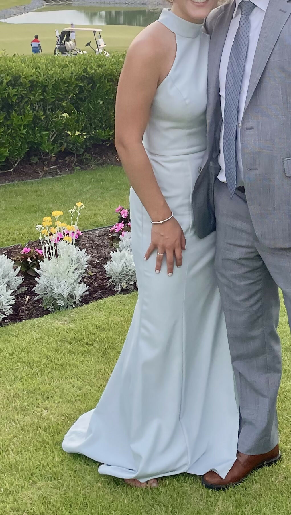 Amsale Ice Blue High Neck dress
