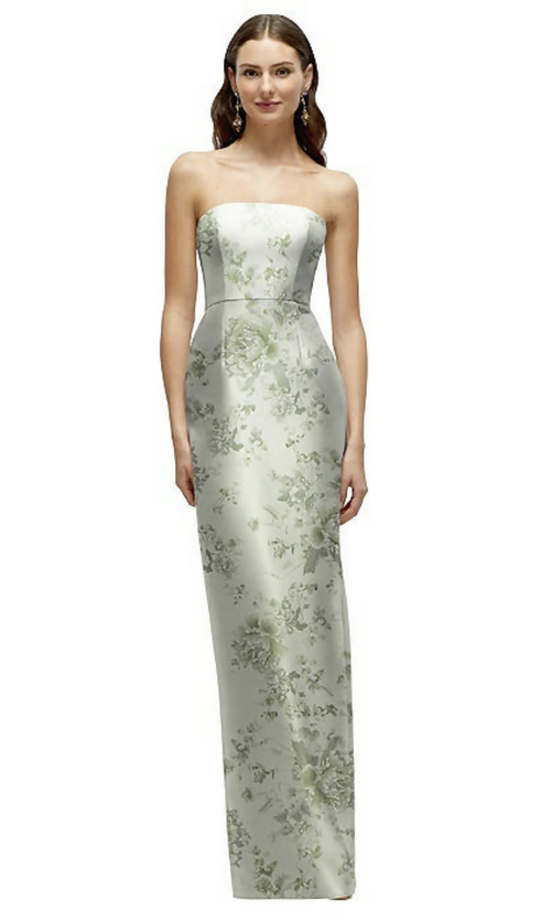 Load image 1 in gallery view. Alfred Sung Sage Cottage Rose Strapless dress