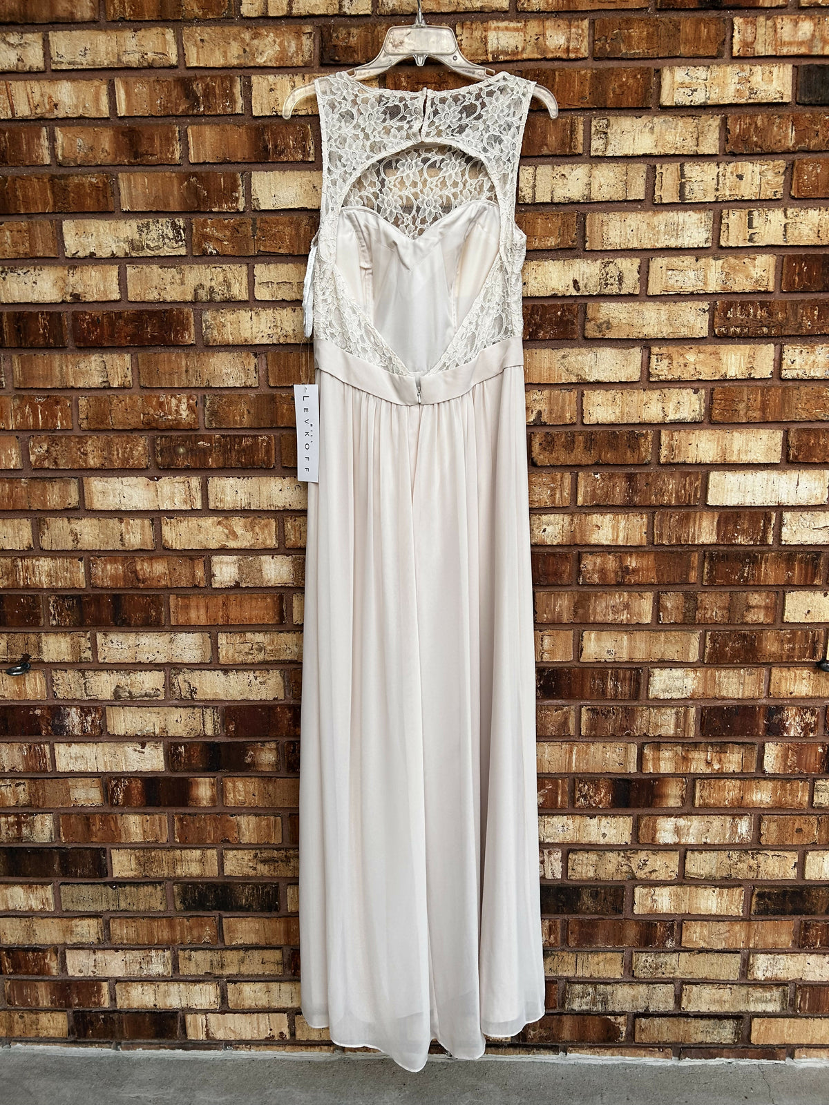 Bill Levkoff champagne chiffon bridesmaid dress
