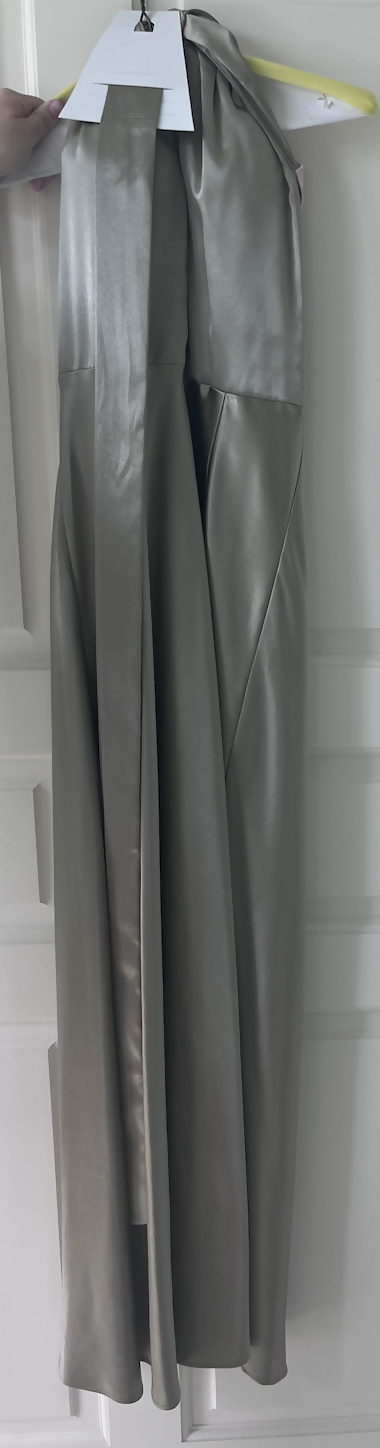 Monica Dress - Shiny Satin Moss Green
