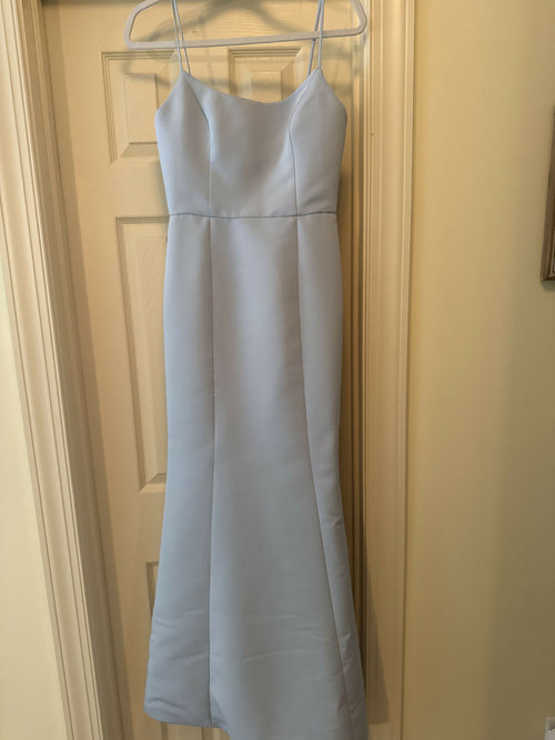 Load image 1 in gallery view. Amsale Ice Blue Spaghetti Strap Bridesmaid Dress