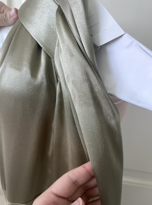 Load image 1 in gallery view. Monica Dress - Shiny Satin Moss Green
