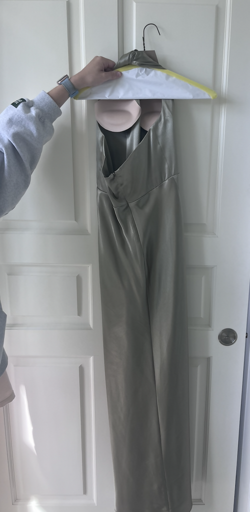 Load image 1 in gallery view. Monica Dress - Shiny Satin Moss Green
