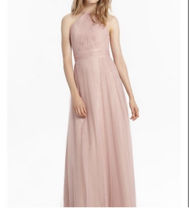 Monique Lhullier "shell" colored tulle floor-length gown