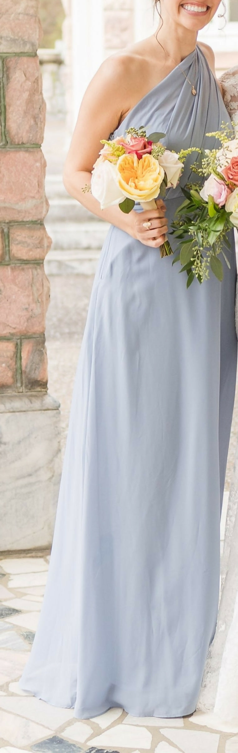 Birdy Grey "Kira" Chiffon Dress in Dusty Blue