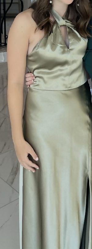 Load image 1 in gallery view. Monica Dress - Shiny Satin Moss Green
